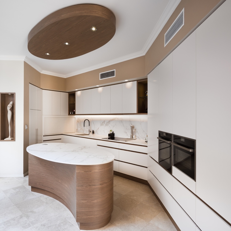 Luxury Melamine Kitchen Cabinet Custom Modern Design HMR Core Particle Board