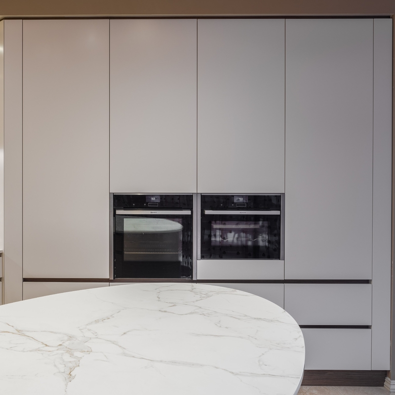 Luxury Melamine Kitchen Cabinet Custom Modern Design HMR Core Particle Board