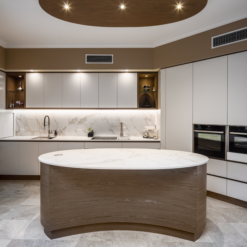 Luxury Melamine Kitchen Cabinet Custom Modern Design HMR Core Particle Board