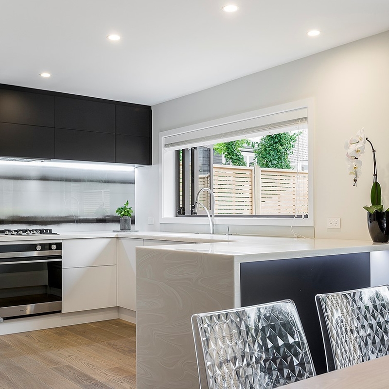 Home Complete U Shaped Luxury Black And White Wood Designs Modern Slab Kitchen Cabinets
