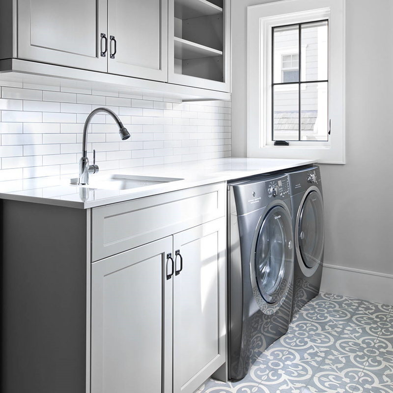 Custom Laundry Room Storage Cabinet With Sink Light Gray Shaker Modern Bathroom Vanity