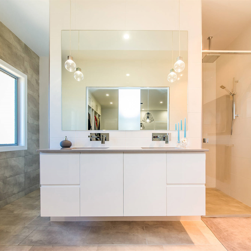 Minimalist Bathroom Vanity Units Mirror Matte White Flat Panel Melamine Wall Mount