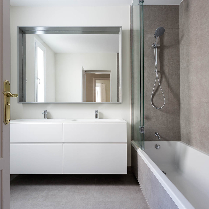 Minimalist Bathroom Vanity Units Mirror Matte White Flat Panel Melamine Wall Mount