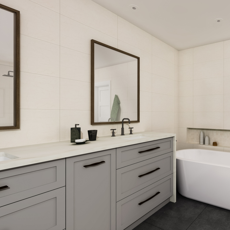 Wooden Floor Mounted Lacquer Bathroom Vanity Units Light Grey Shaker 72 Inch Double Mirror