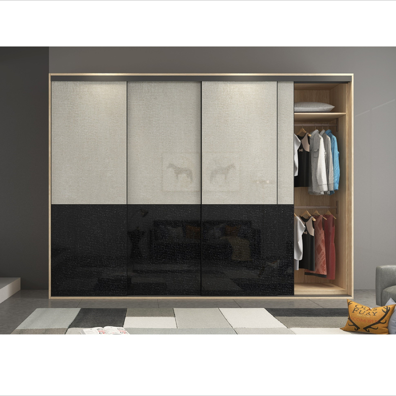 Modern Lacquer Wardrobe Storage Cabinet Fitted Sliding Door Wardrobe Bedroom High Gloss