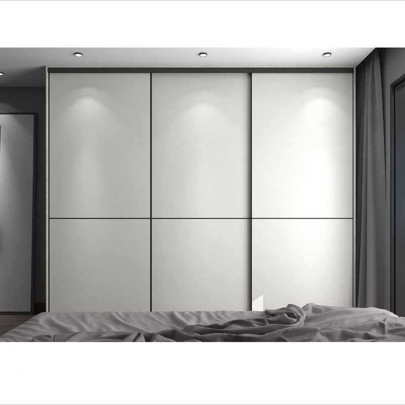 Wooden Painting Melamine White Grey Wardrobe Multi Color Sliding Door Modern