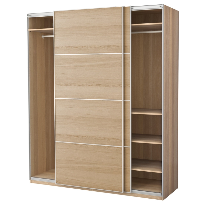 Melamine Sliding Door Closet Modern Modular Lacquer Bedroom Wall Wardrobe Wood Grain Plain