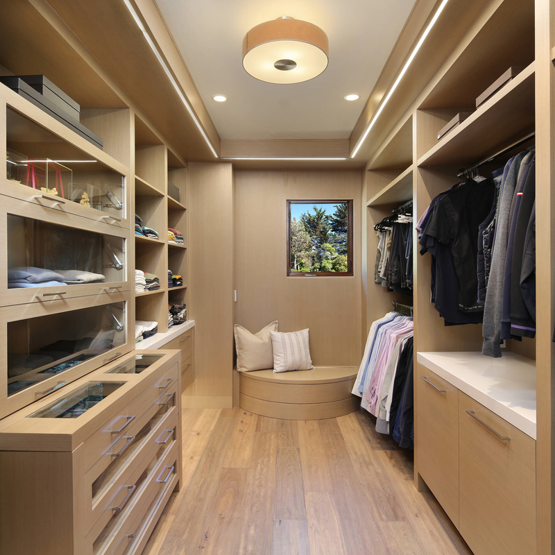 Modern Home Beige Grey Melamine Walk In Closet Glass Door For Dressing Room