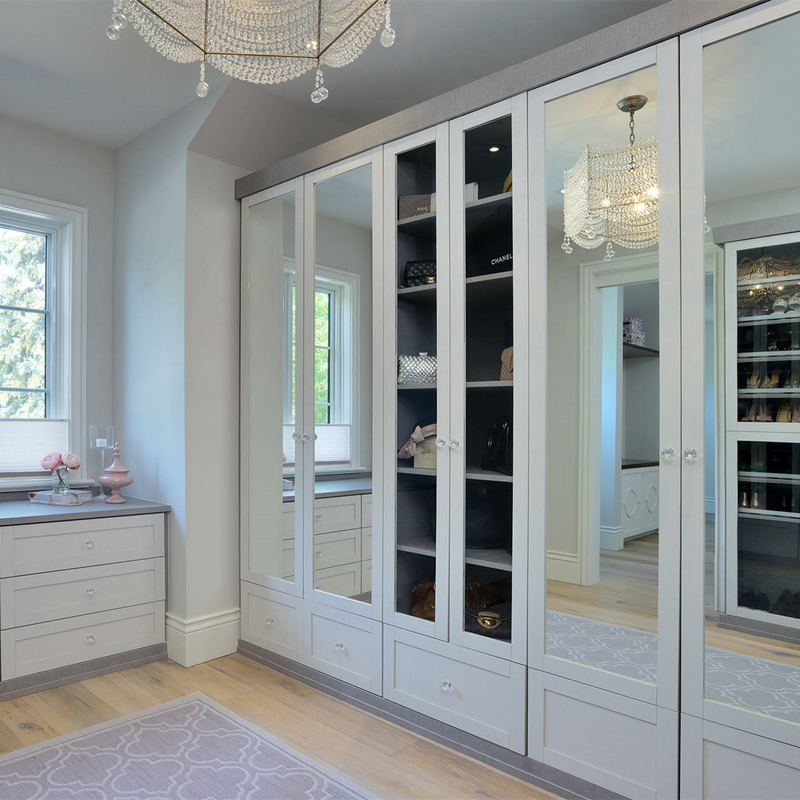 Colorful Walk In Master Bedroom Walk Through Closet With Mirror Classic Solid Wood