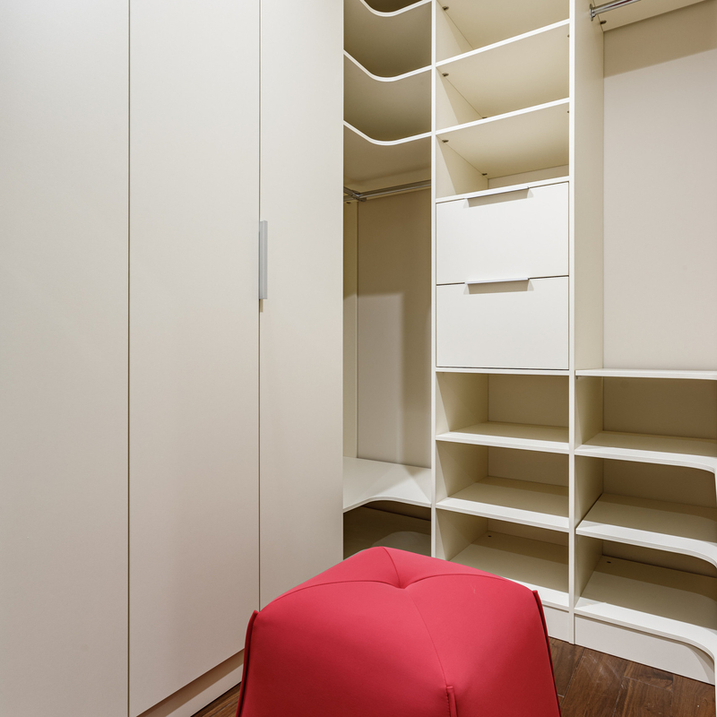 U Shaped Modern Walkin Closet Ardrobe Storage Colorful White Black Navy Blue Melamine