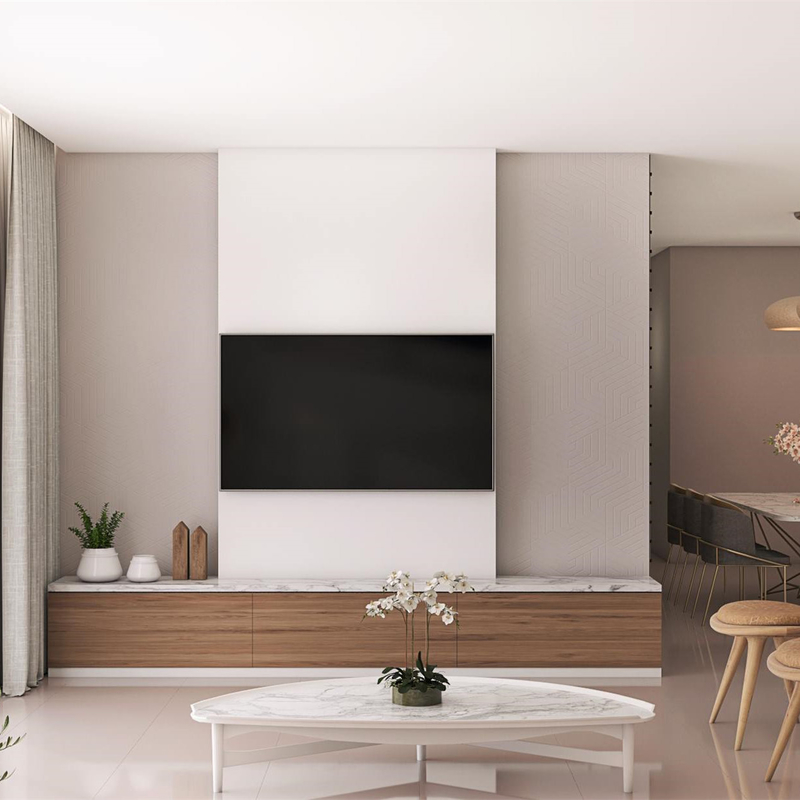 Modern White Dark Grey Wall Mounted TV Cabinet Melamine TV Unit Bench Wood Grain