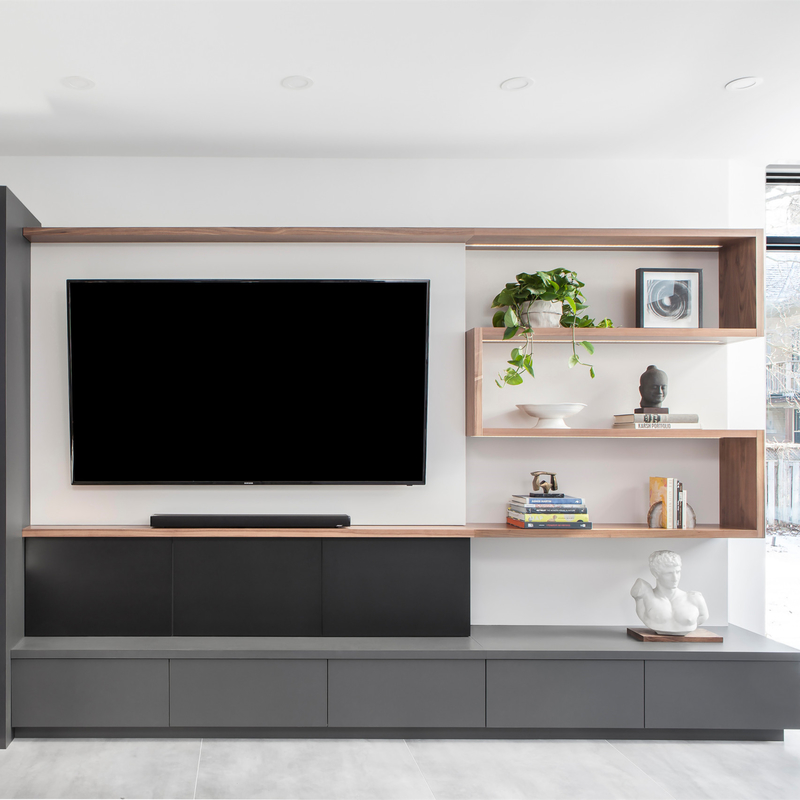 Durable MFC Minimalist Dark Grey Lacquer TV Cabinet With Storage Drawer