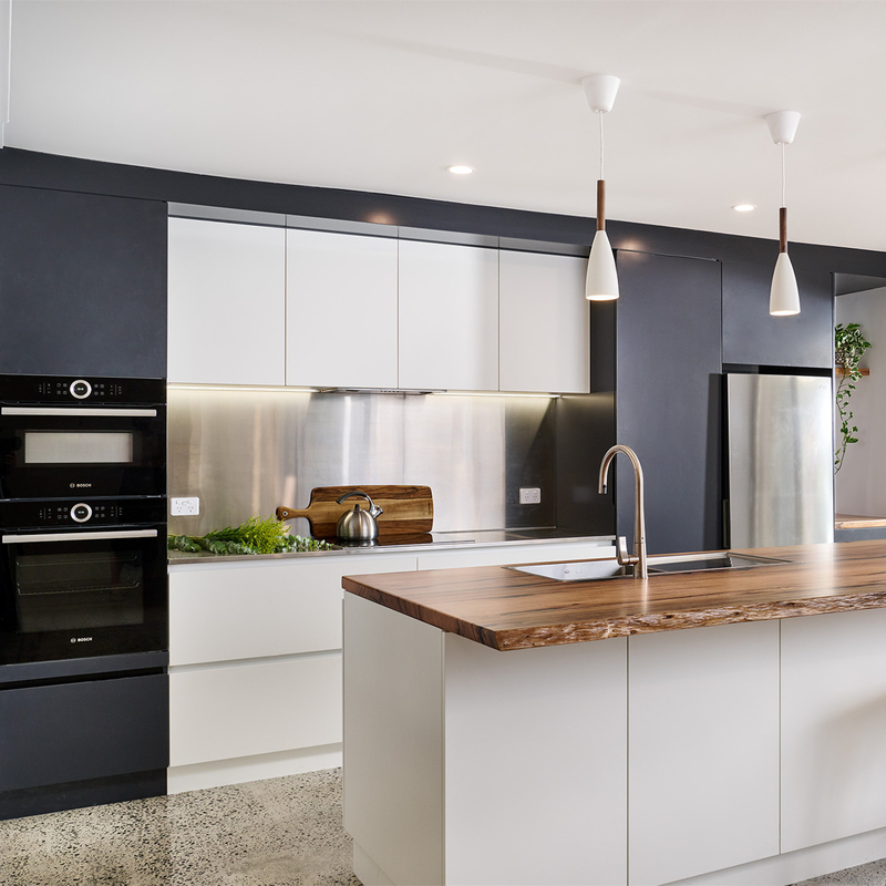 Customized Complete I Shape Lacquer Dining Table Multifunctional White And Black Kitchen Unit Island