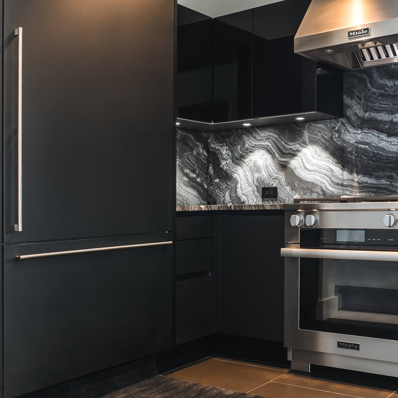 Multipurpose U Shaped Black Wooden Kitchen Cabinet Storage Lacquer Kitchen Furniture For Home