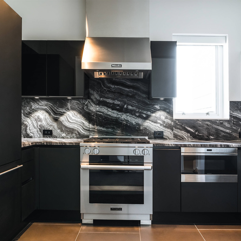 Multipurpose U Shaped Black Wooden Kitchen Cabinet Storage Lacquer Kitchen Furniture For Home