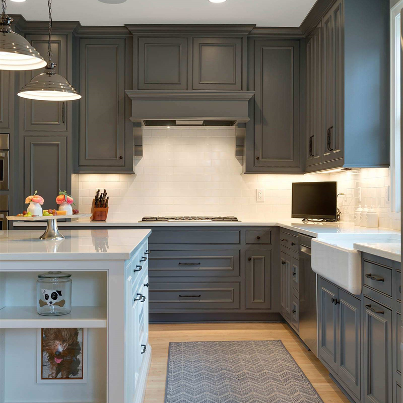 American Classic L Shape Kitchen Furniture Solid Wood Kitchen Cabinet Sets For House