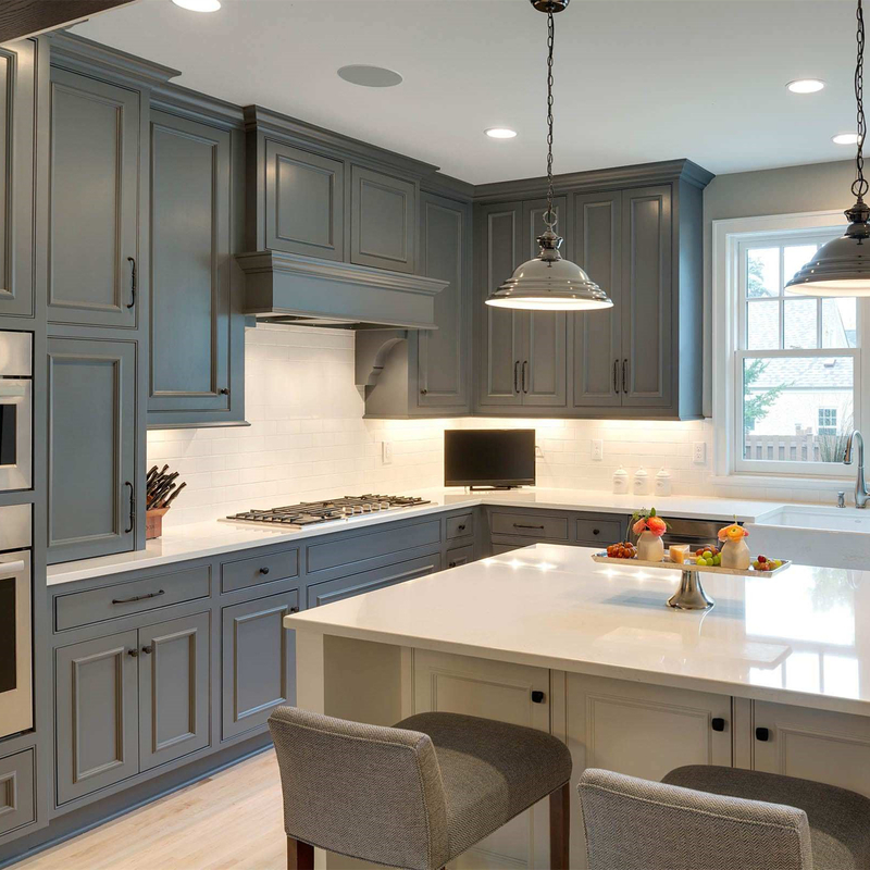 American Classic L Shape Kitchen Furniture Solid Wood Kitchen Cabinet Sets For House