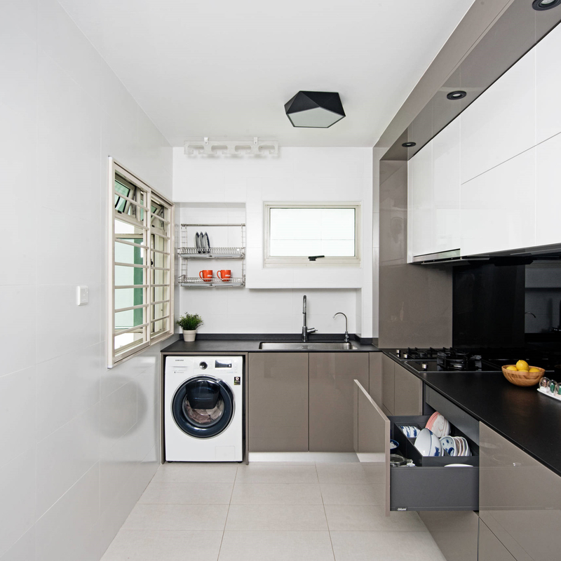 Small Size High Gloss Gray And White Lacquer Kitchen Cabinet Smart Kitchen Pantry Cabinet