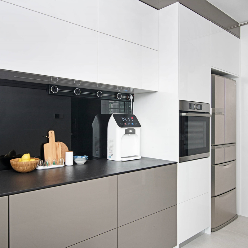 Small Size High Gloss Gray And White Lacquer Kitchen Cabinet Smart Kitchen Pantry Cabinet
