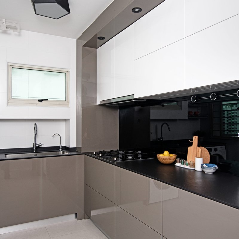 Small Size High Gloss Gray And White Lacquer Kitchen Cabinet Smart Kitchen Pantry Cabinet
