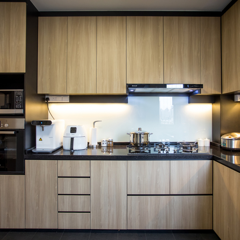 Small Space Wood Grain Melamine Base Kitchen Cabinet Complete Set Kitchen Cabinet With Drawer And Sink