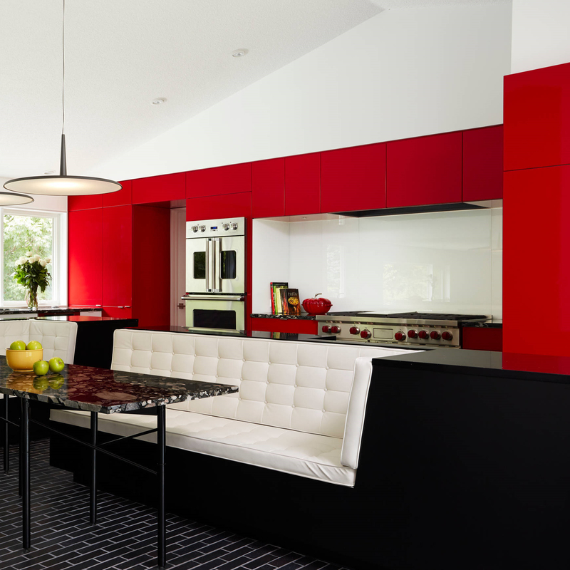 High Gloss Wine Red Color Kitchen Cabinets Complete Sets Modern Flat Panel Lacquer Kitchen