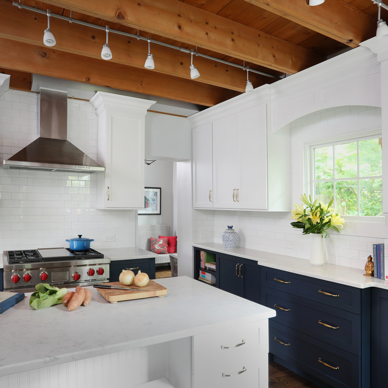 U Shape Modern Style Navy Blue And White Shaker Kitchen Cabinets Blue Base Kitchen Cabinets With Countertop