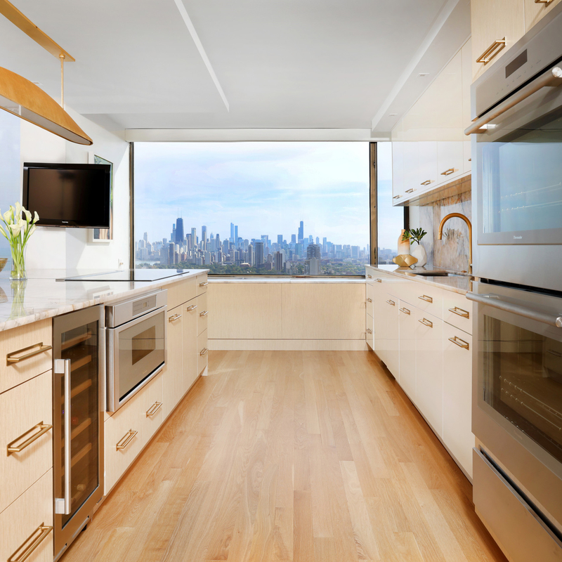 Two Color Kitchen Cupboards Modular Storage Kitchen White Glossy Flat Particle Board Cabinet Wooden Melamine Kitchen