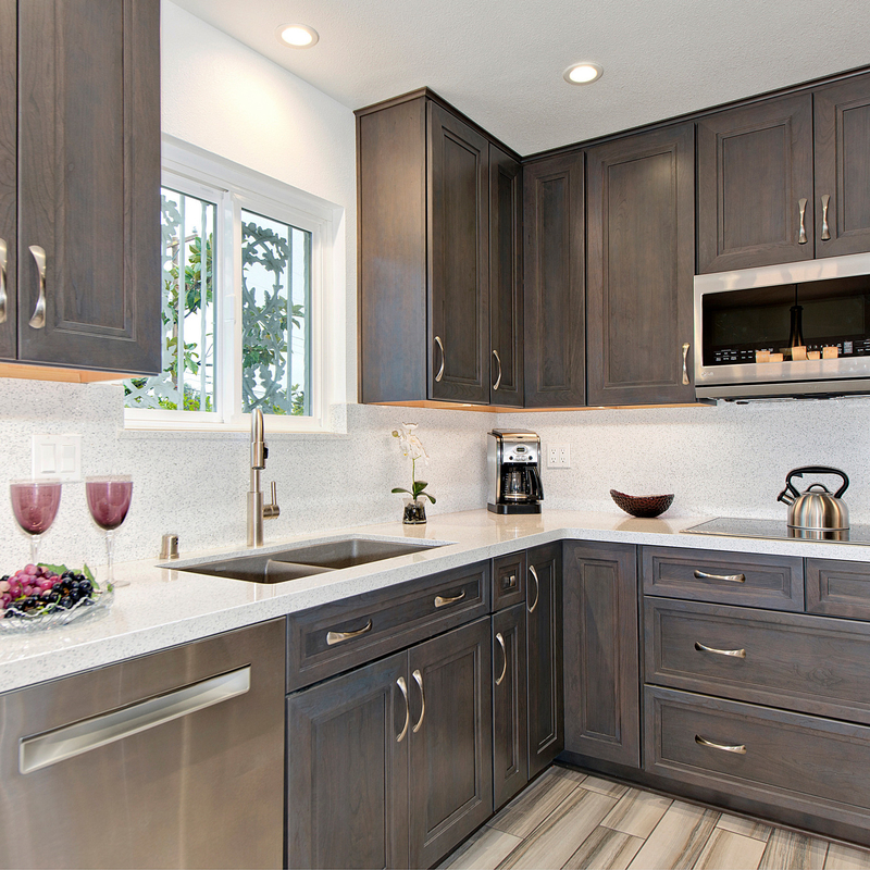 Luxury Custom Lacquer Kitchen Cabinet Complete Walnut Wood Color Classic