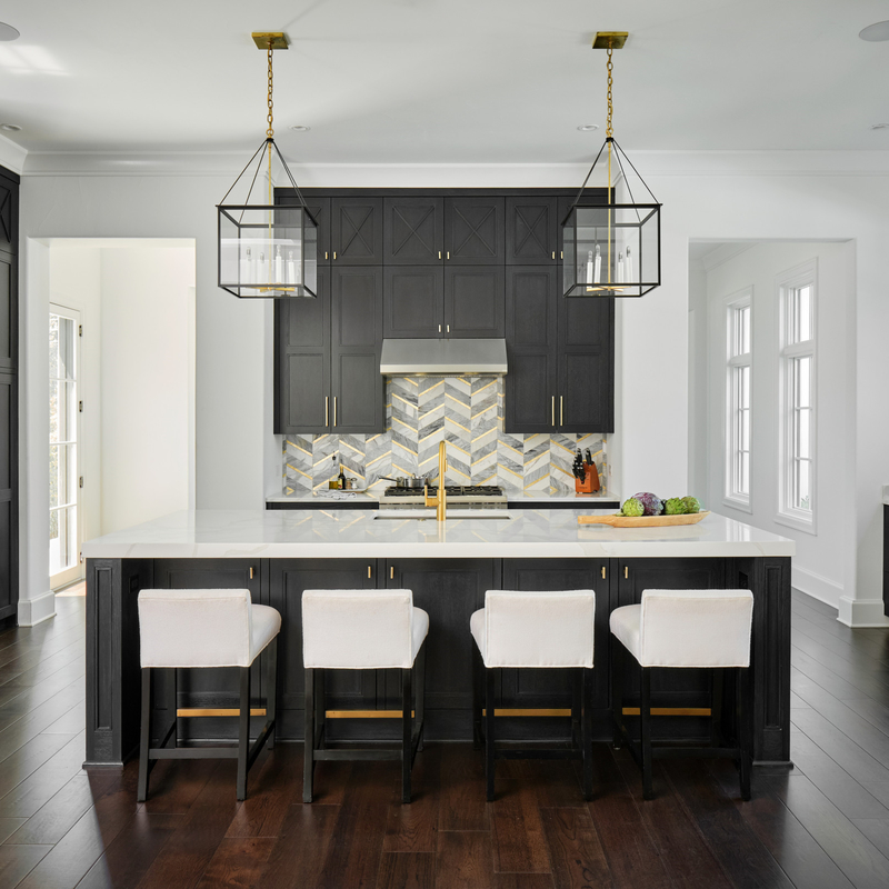 American Modern High Quality Golden Handle Soft Close Black Shaker Kitchen Cabinets Complete Sets With Island