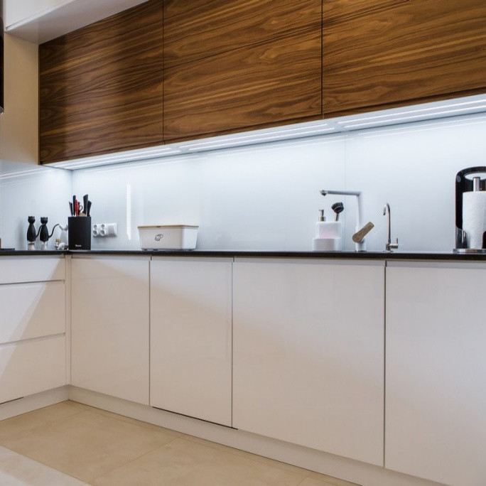 Free Samples Modern Design Small Melamine Wood Grain And White Kitchen Cabinet Set Complete