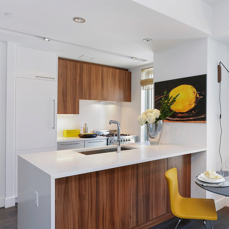 Free Samples Modern Design Small Melamine Wood Grain And White Kitchen Cabinet Set Complete